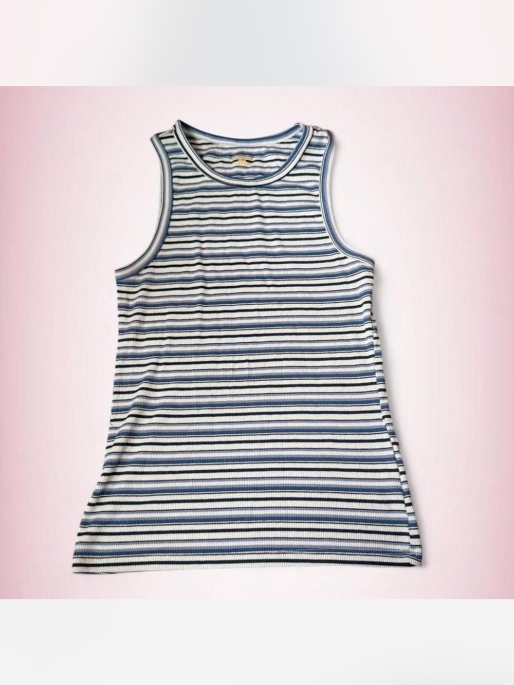 No Boundaries Blue and White Striped Tank Top